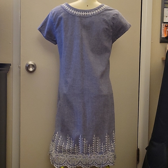Mudpie | Chambray Embroidered Shift Dress - Picture 4 of 5